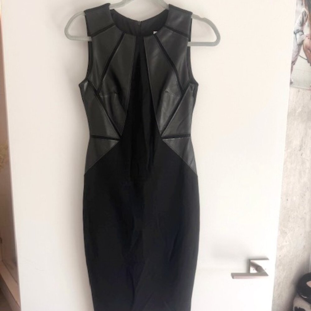 Bailey 44 Black Cocktail Dress with Leather Details